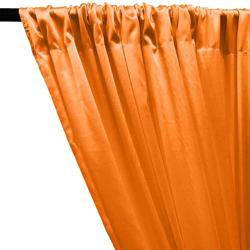 Stretch Charmeuse Satin Rod Pocket Curtains - Orange - Image 2
