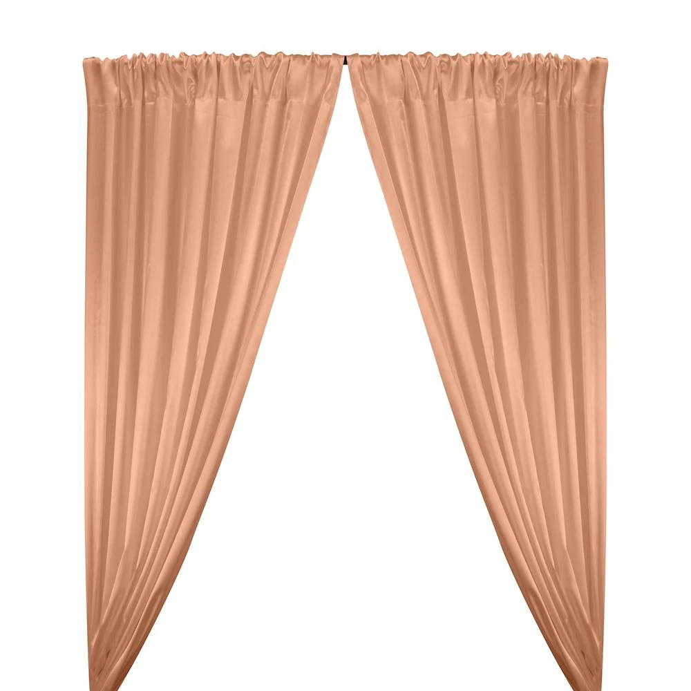 Stretch Charmeuse Satin Rod Pocket Curtains - Peach