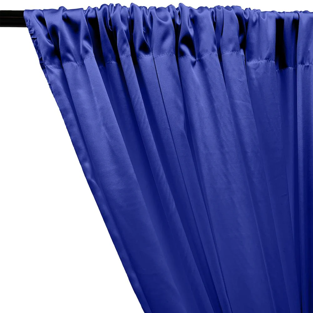 Stretch Charmeuse Satin Rod Pocket Curtains - Royal Blue - Image 2