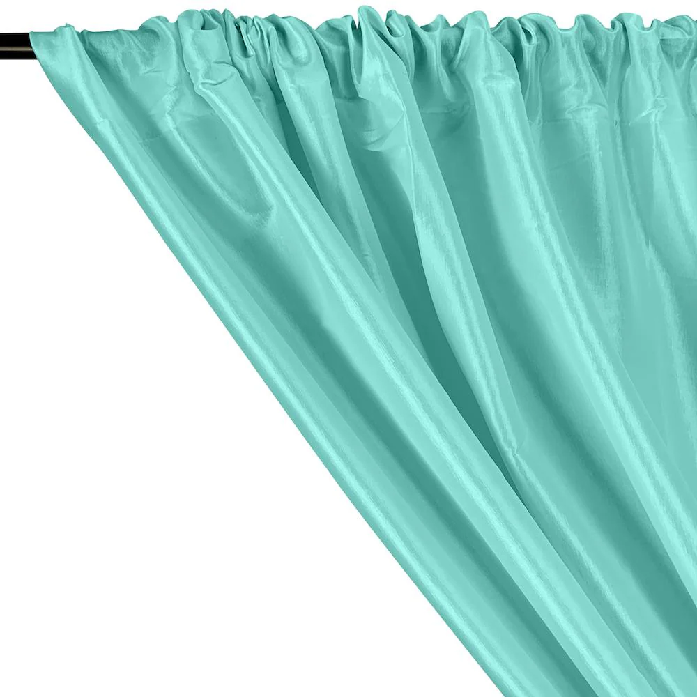 Stretch Taffeta Rod Pocket Curtains - Aqua Blue - Image 2