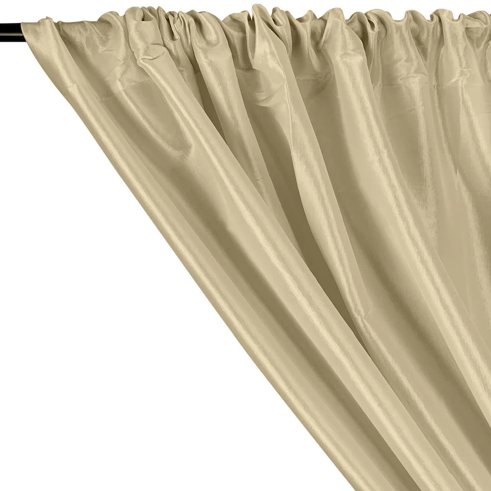 Stretch Taffeta Rod Pocket Curtains - Beige - Image 2