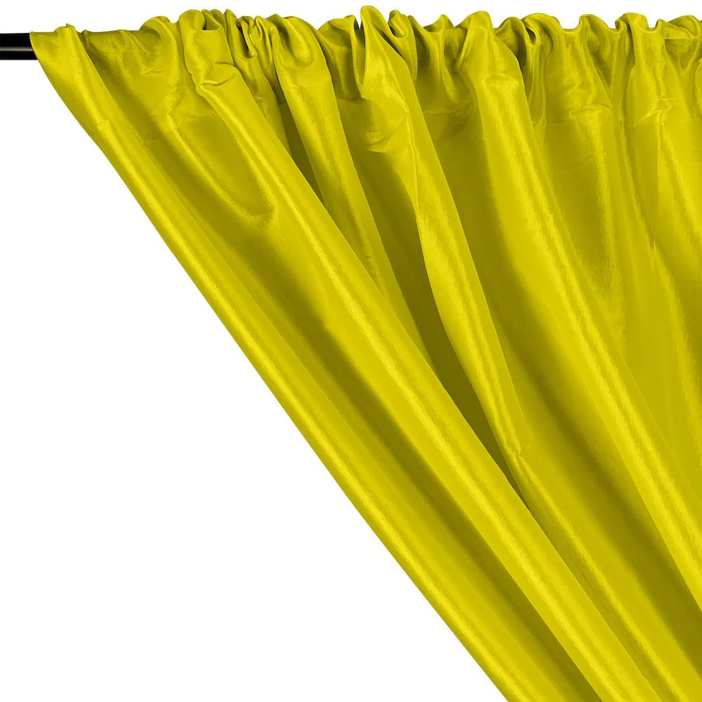 Stretch Taffeta Rod Pocket Curtains - Neon Yellow - Image 2
