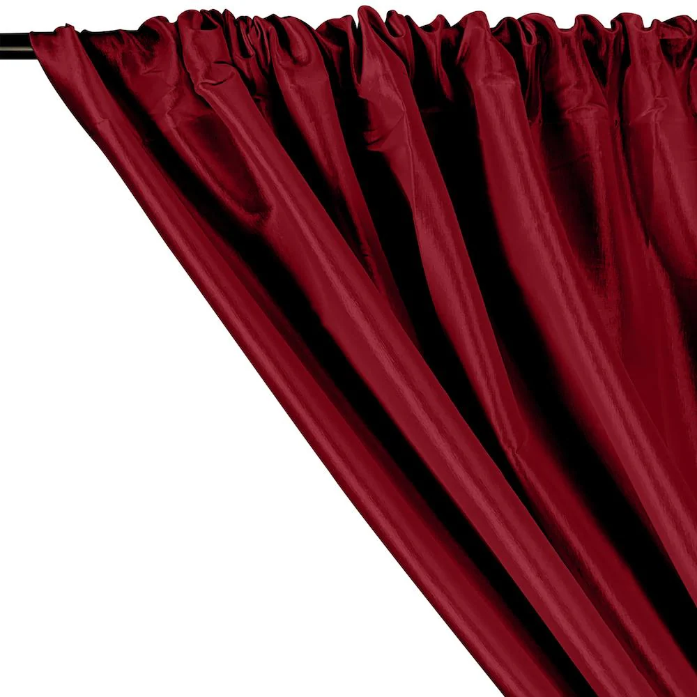 Stretch Taffeta Rod Pocket Curtains - Ruby Red - Image 2