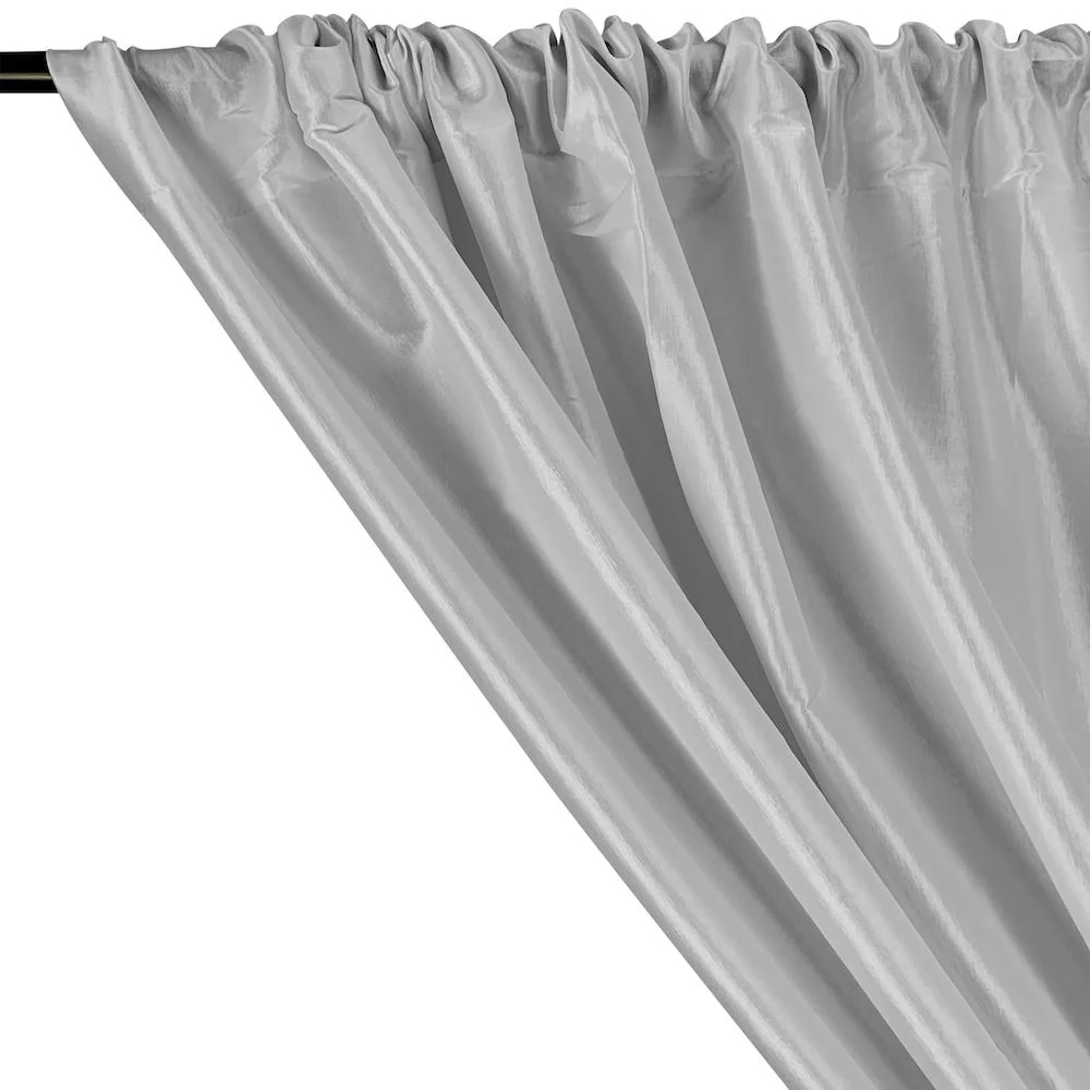 Stretch Taffeta Rod Pocket Curtains - Silver - Image 2