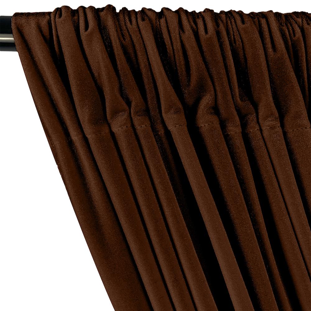 Stretch Velvet Rod Pocket Curtains - Brown - Image 2