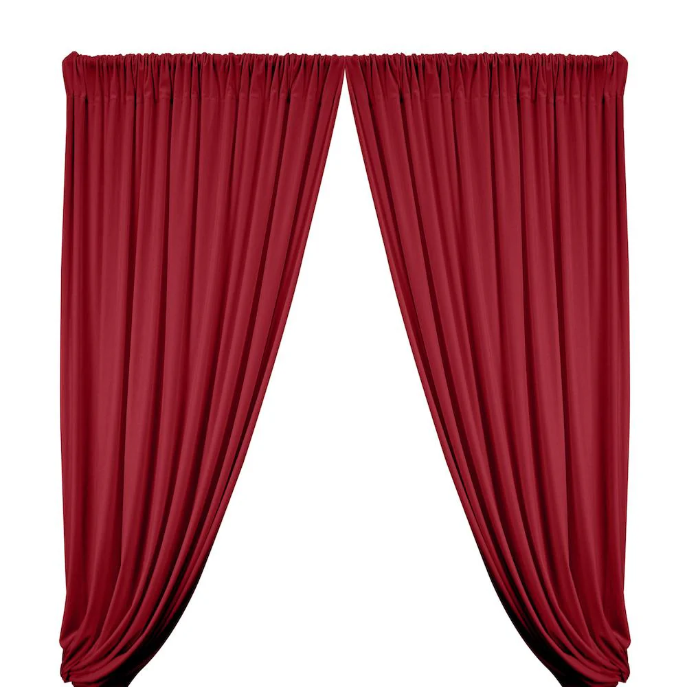 Stretch Velvet Rod Pocket Curtains - Burgundy