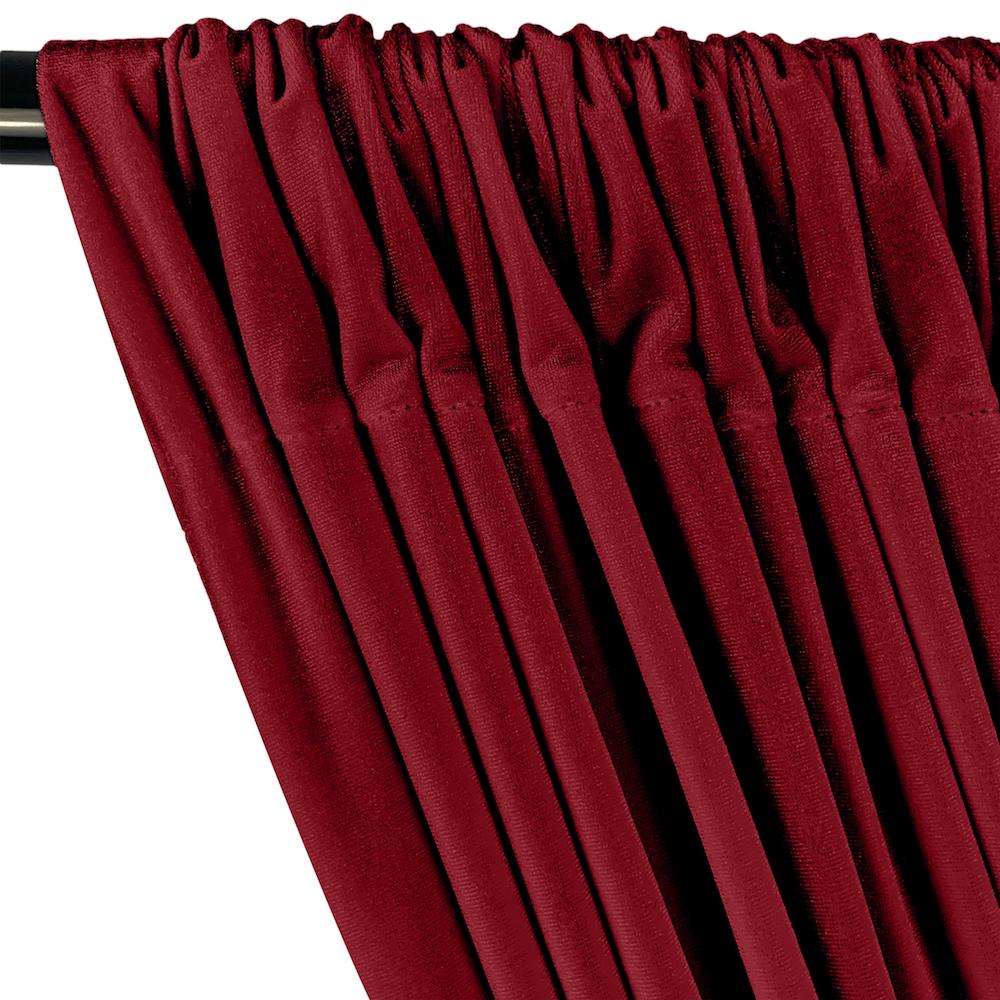 Stretch Velvet Rod Pocket Curtains - Burgundy - Image 2