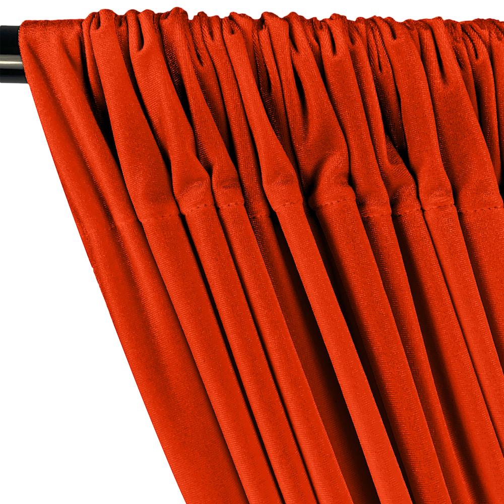 Stretch Velvet Rod Pocket Curtains - Burnt Orange - Image 2