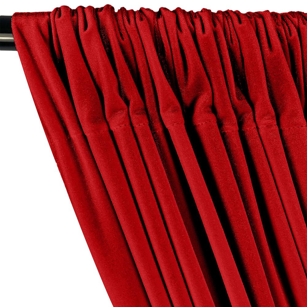 Stretch Velvet Rod Pocket Curtains - Dark Red - Image 2