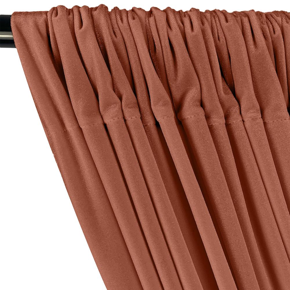 Stretch Velvet Rod Pocket Curtains - Mocha - Image 2