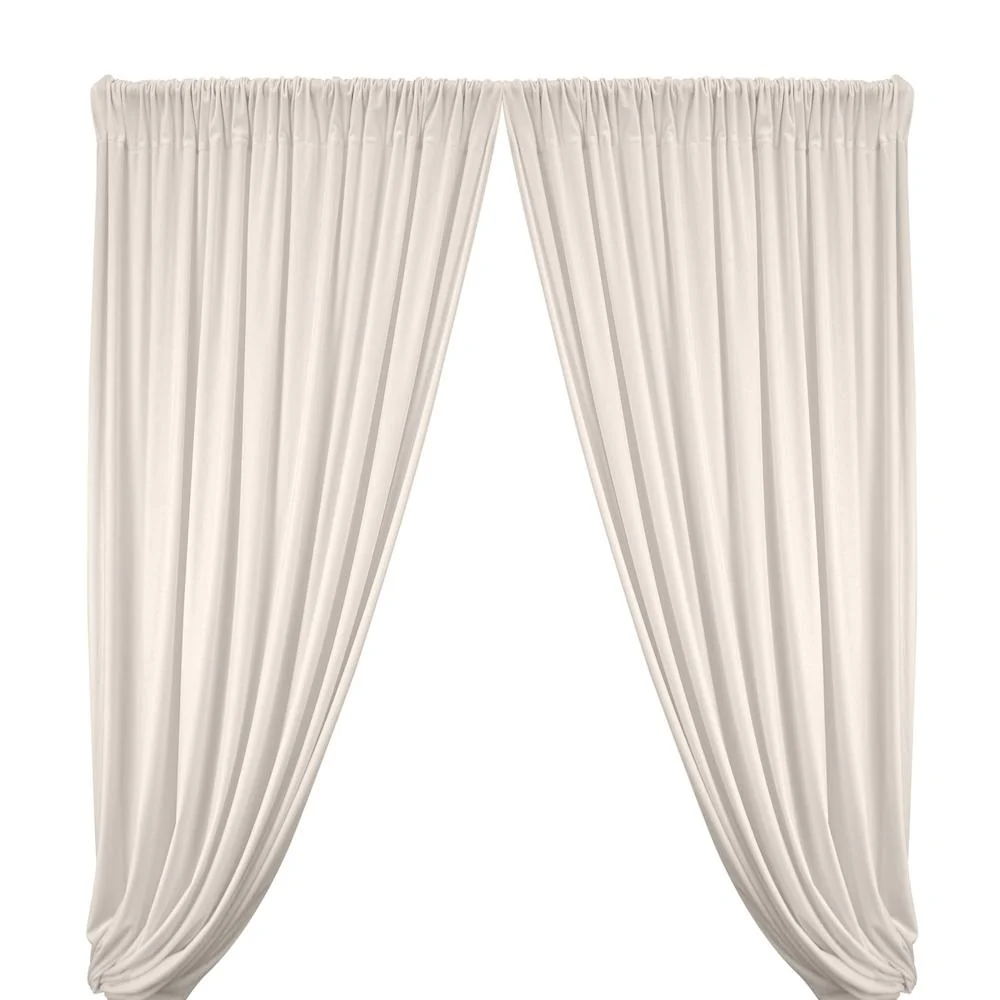 Stretch Velvet Rod Pocket Curtains - Off White