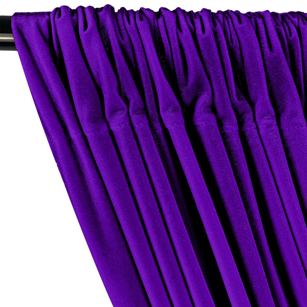 Stretch Velvet Rod Pocket Curtains - Purple - Image 2