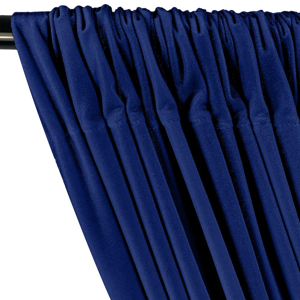 Stretch Velvet Rod Pocket Curtains - Royal Blue - Image 2