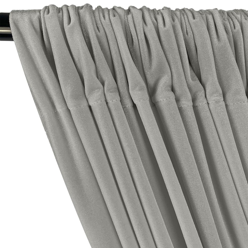 Stretch Velvet Rod Pocket Curtains - Silver - Image 2