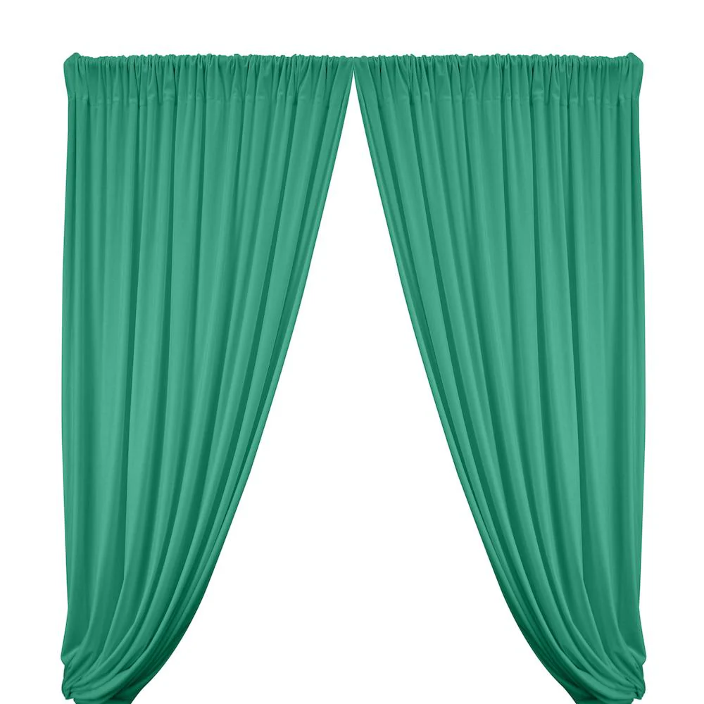 Stretch Velvet Rod Pocket Curtains - Spring Green