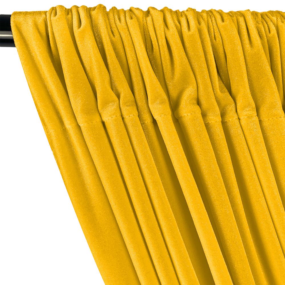 Stretch Velvet Rod Pocket Curtains - Sunflower Yellow - Image 2