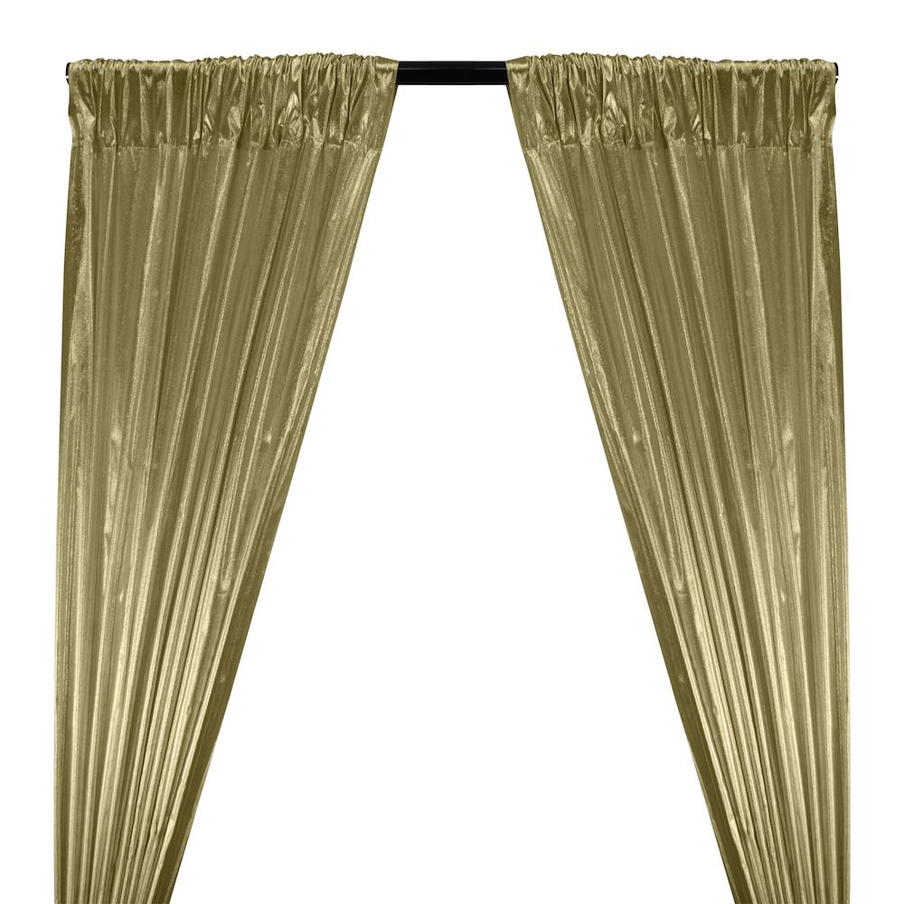 Tissue Lame Rod Pocket Curtains - Gold / Black