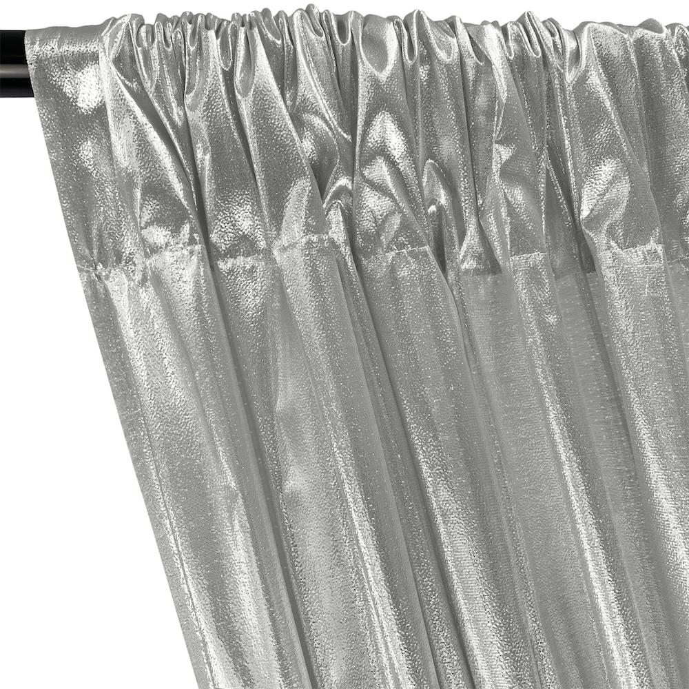 Tissue Lame Rod Pocket Curtains - Silver - Image 2