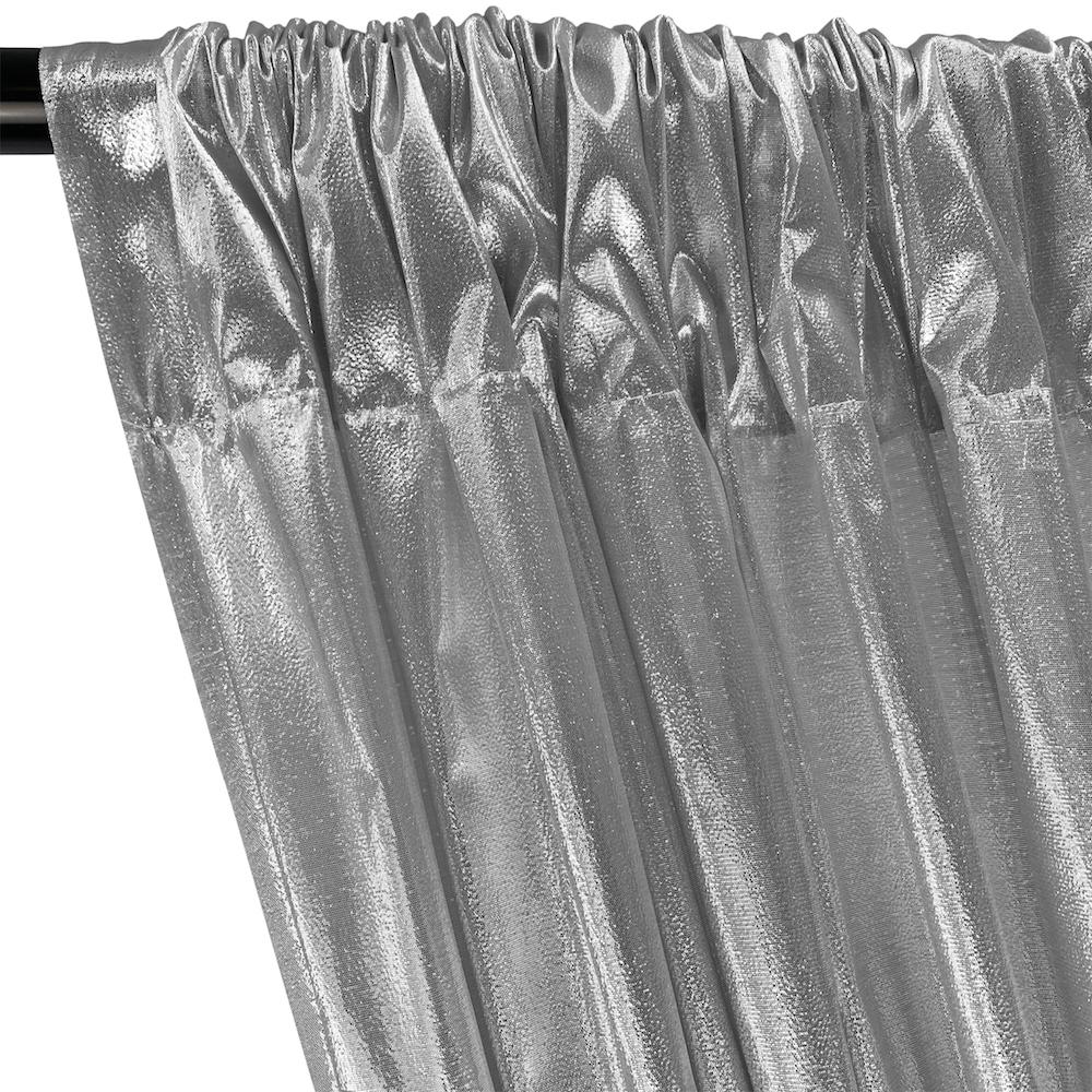 Tissue Lame Rod Pocket Curtains - Silver / Black - Image 2