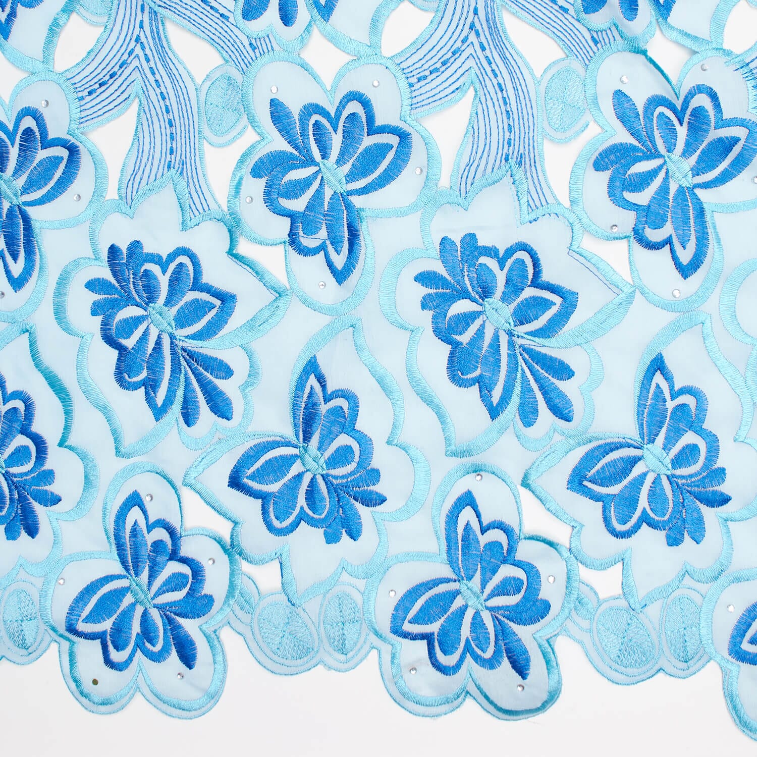 Turquoise Butterfly Sprout Embroidered Lace - Image 4