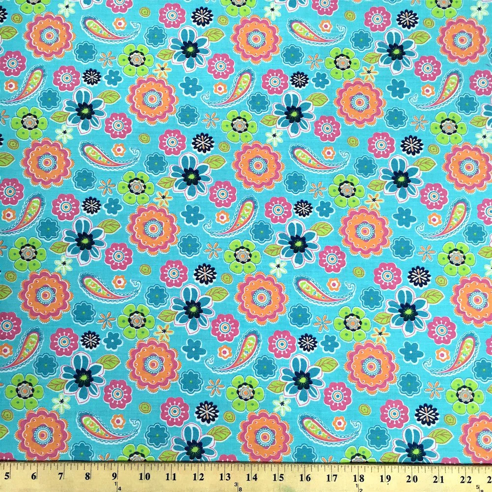 Lenox Turquoise Print Broadcloth