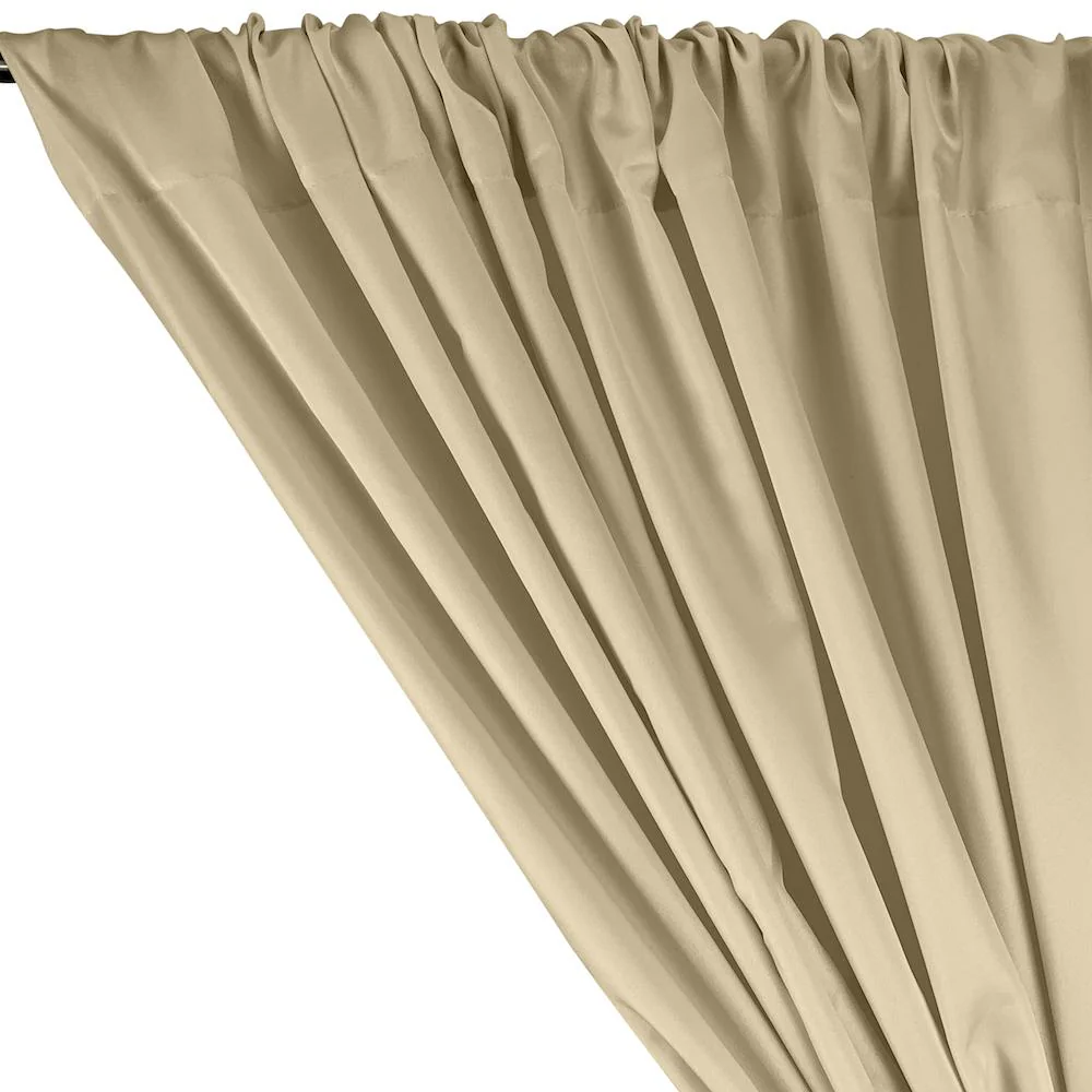 Polyester Twill Rod Pocket Curtains - Beige - Image 2