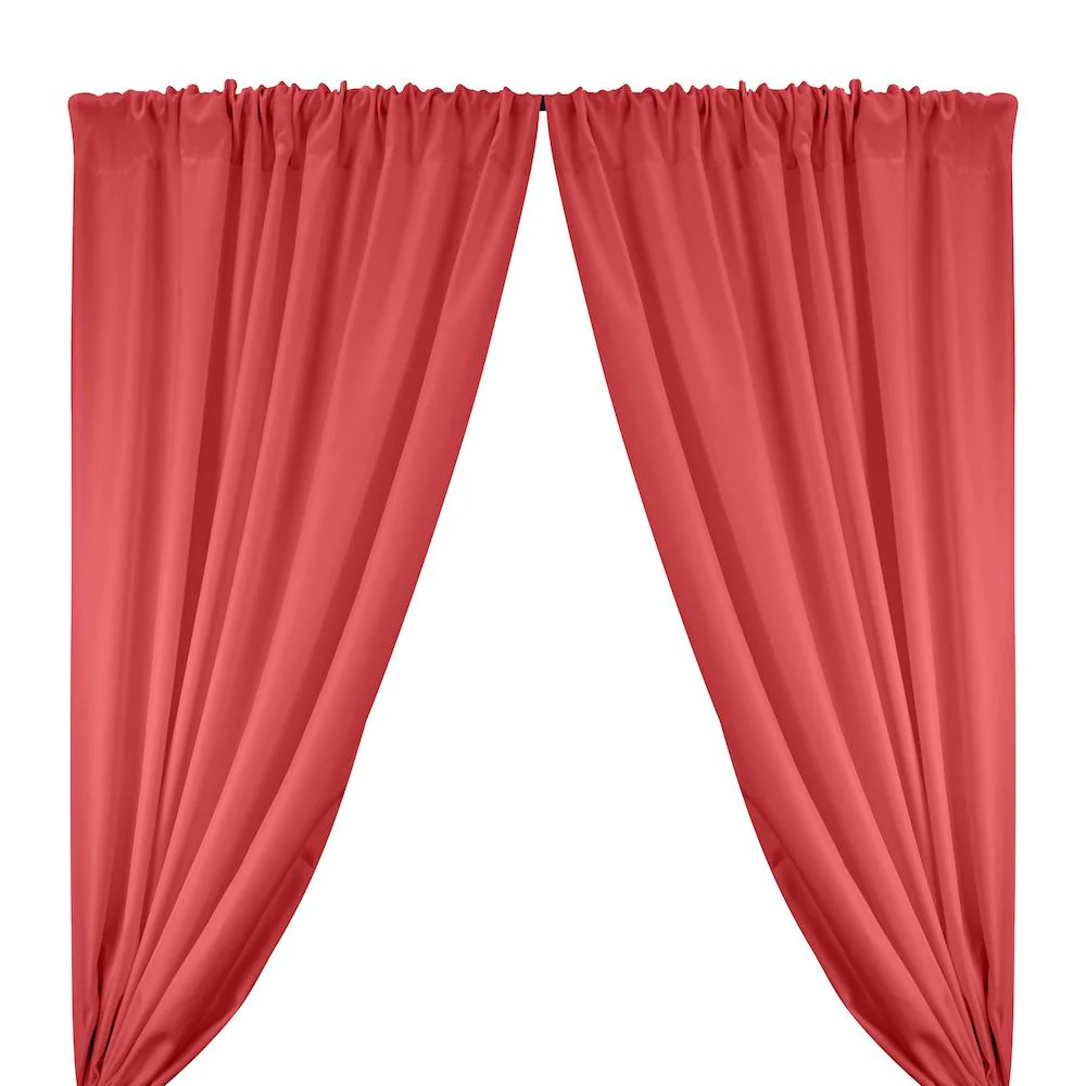 Polyester Twill Rod Pocket Curtains - Coral