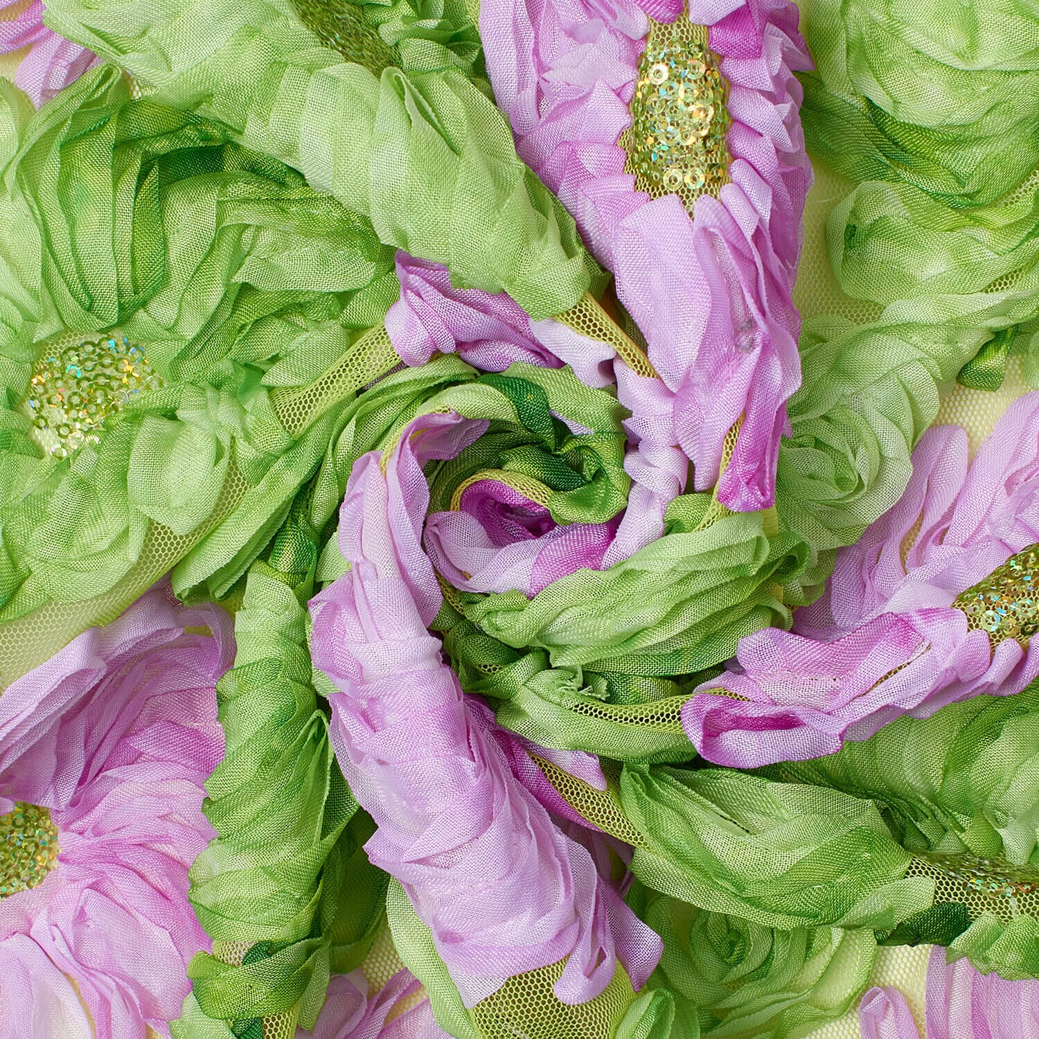 Two Tone Floral Ribbon on Mesh with Sequins - Image 9