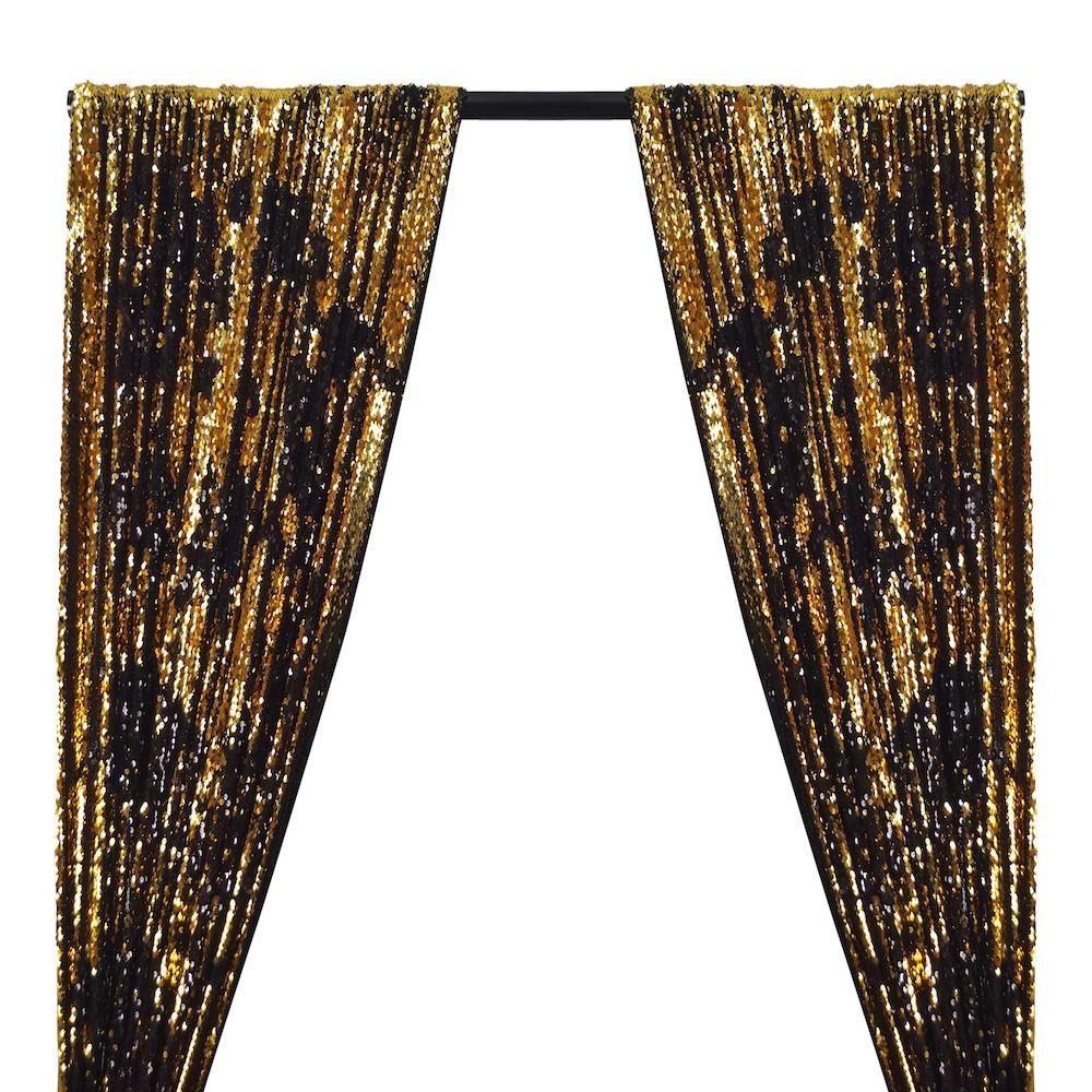 Two-Sided Reversible Sequins Rod Pocket Curtains - Gold / Black