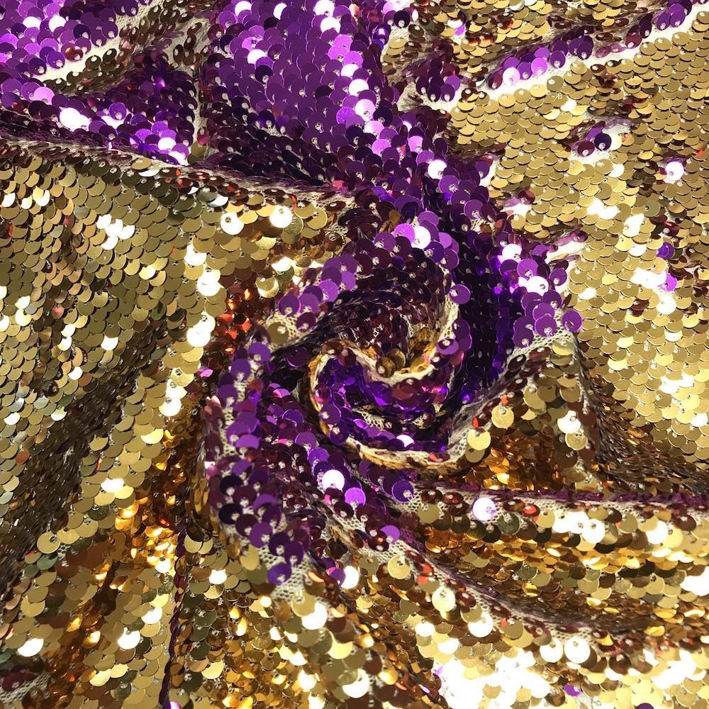 Two-Sided Reversible Sequins Rod Pocket Curtains - Gold / Purple - Image 4