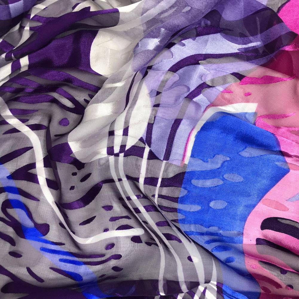 Wavy Burnout Printed Silk Chiffon - Image 5