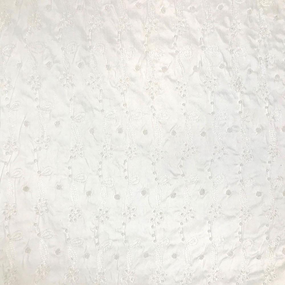 White Bridal Daisy Loop Silk Dupioni with Pearls (45 Inch)