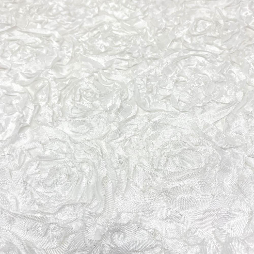 White Satin Ruffle Rosette - Image 2