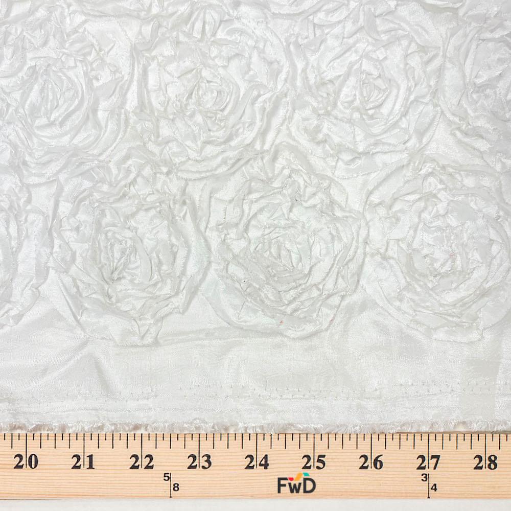 White Satin Ruffle Rosette - Image 3