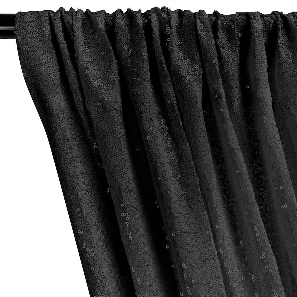 Zigzag Micro Sequins Starlight Rod Pocket Curtains - Black - Image 2
