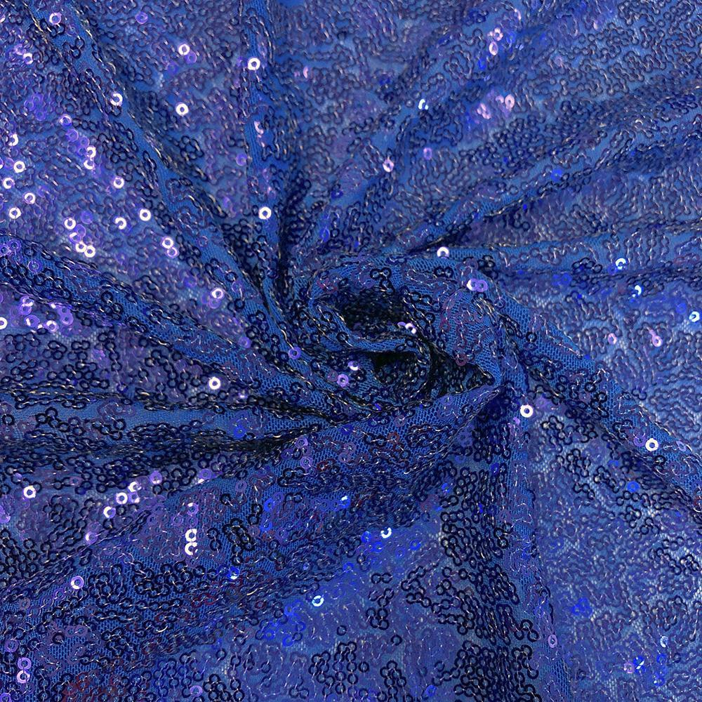 Zigzag Micro Sequins Starlight Rod Pocket Curtains - Royal Blue - Image 4