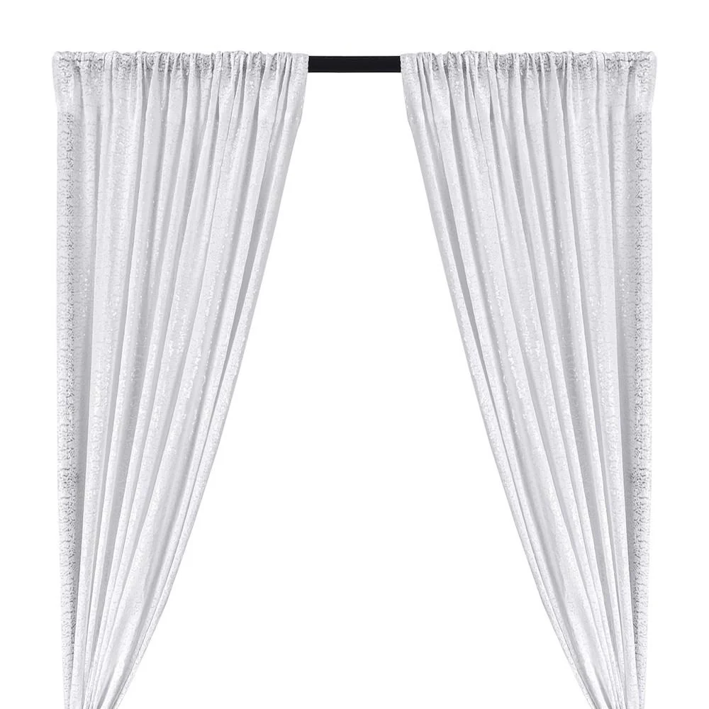 Zigzag Micro Sequins Starlight Rod Pocket Curtains (All Colors Available) - Snow White