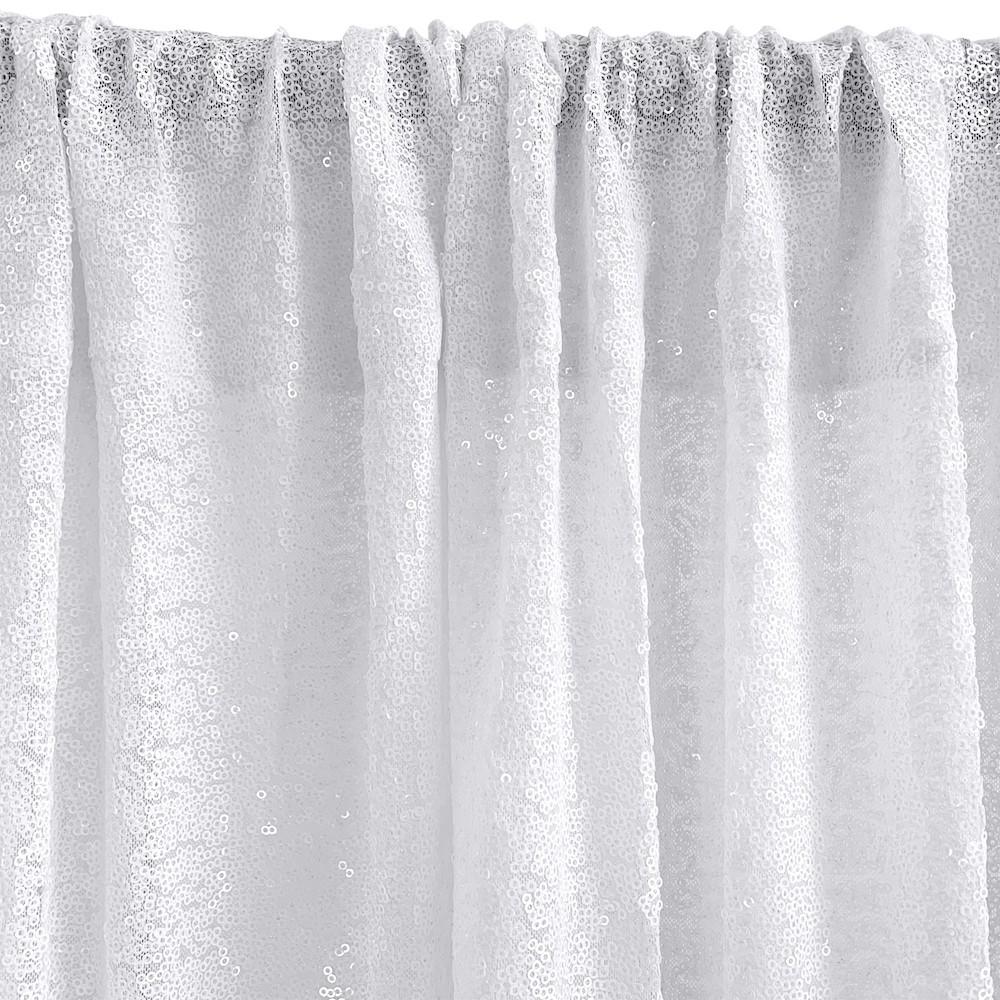 Zigzag Micro Sequins Starlight Rod Pocket Curtains (All Colors Available) - Snow White - Image 3