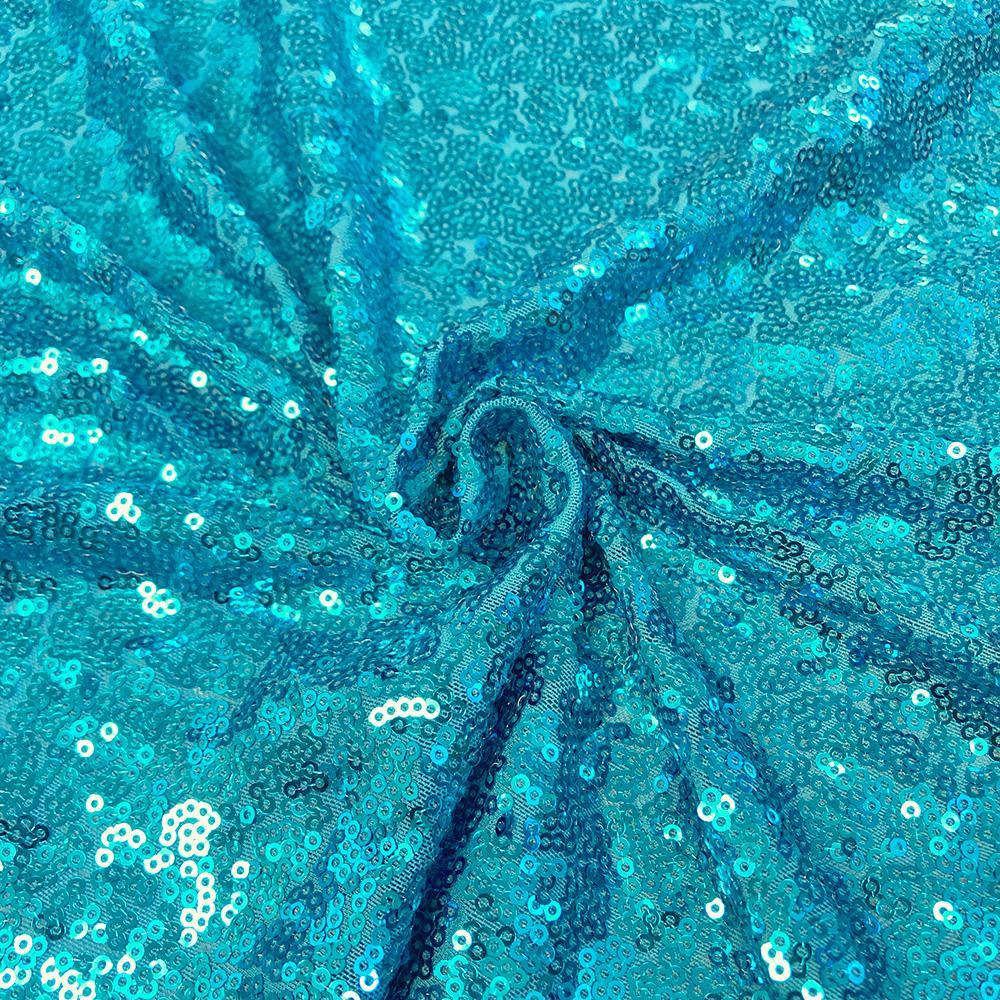 Zigzag Micro Sequins Starlight Rod Pocket Curtains - Turquoise - Image 4